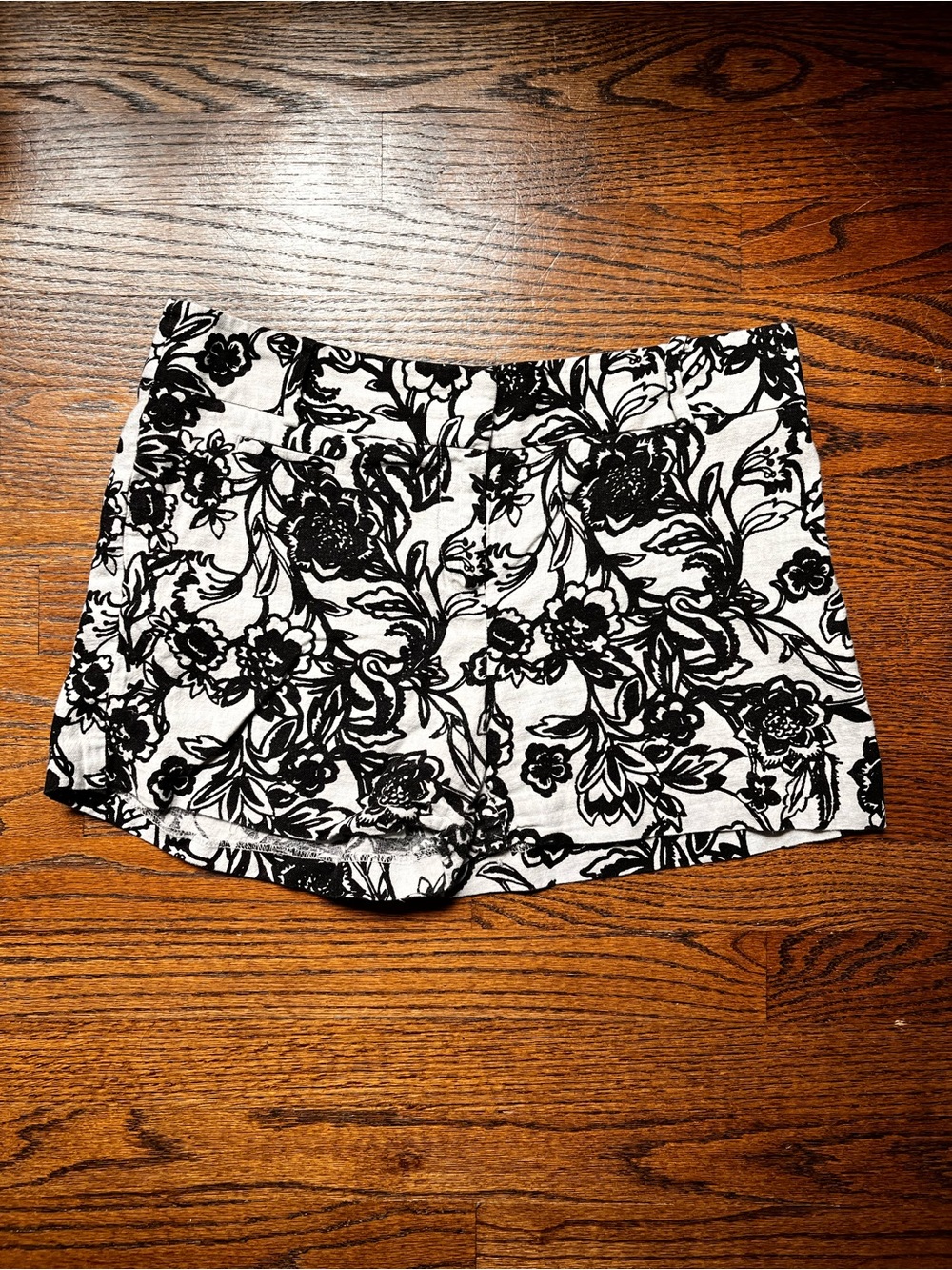LOFT Black & White Floral High Waist Shorts